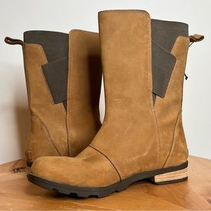 Sorel Emelie Waterproof Leather Mid Boot Elk Size 10
